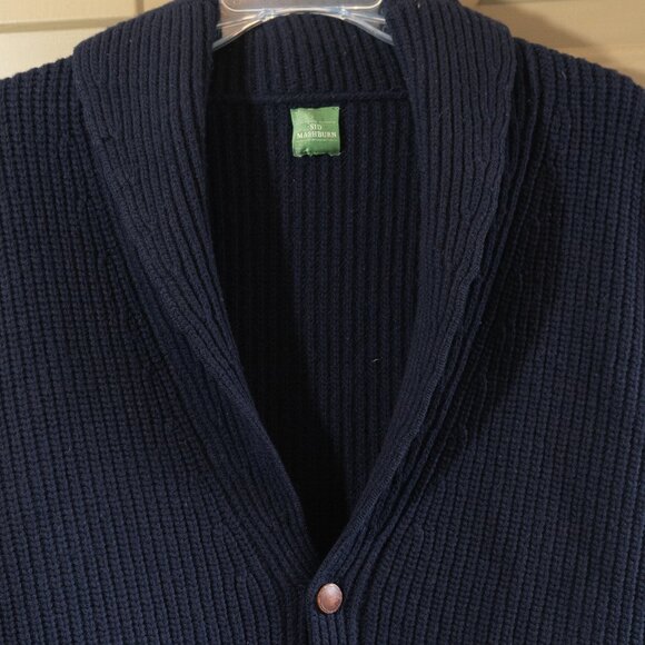 Sid Mashburn Sweater Cardigan Shawl Collar Geelong Wool Navy Blue Academia - Picture 3 of 12